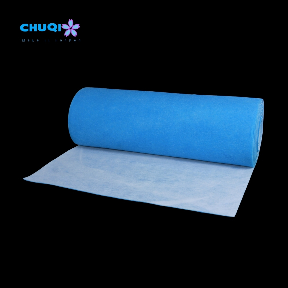 blue and white air intake filter media roll